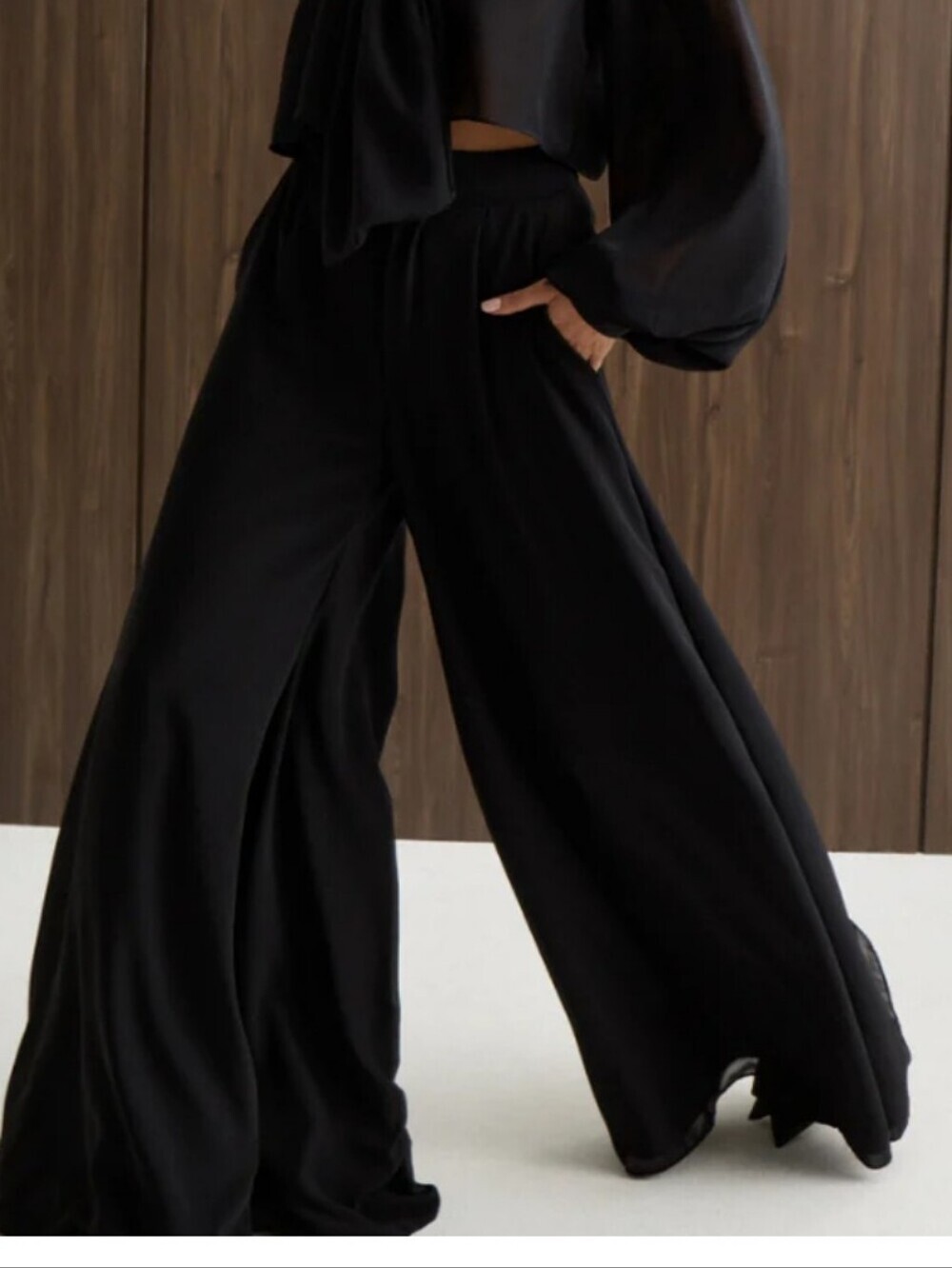 Erika Peña NWT Black Wide Leg Palazzo Pants 100% Rayon Made in Bali Size S